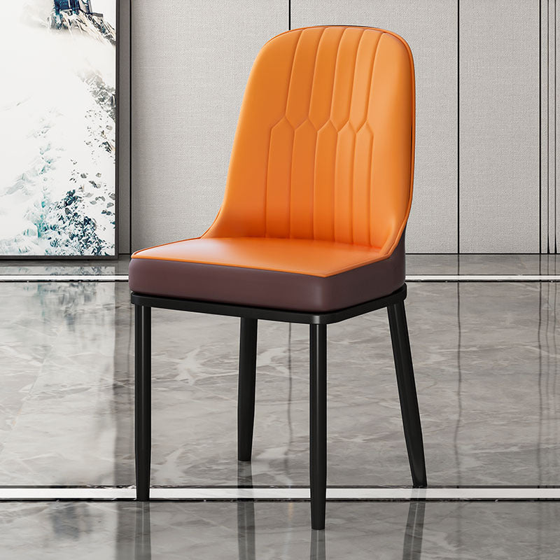 Indoor Scandinavian Side Chair Metal Upholstered Parsons Back Dining Room Chair Orange 1 Piece Clearhalo ' kitchen&dining_furn' 'Dining Chairs' 'Dining Tables & Seating' 'dining_chair' 'furn' 'furn_dining_chair' 'Furniture' 'furniture_dining_chair' 'Kitchen & Dining Furniture' 'kitchen' 4245841