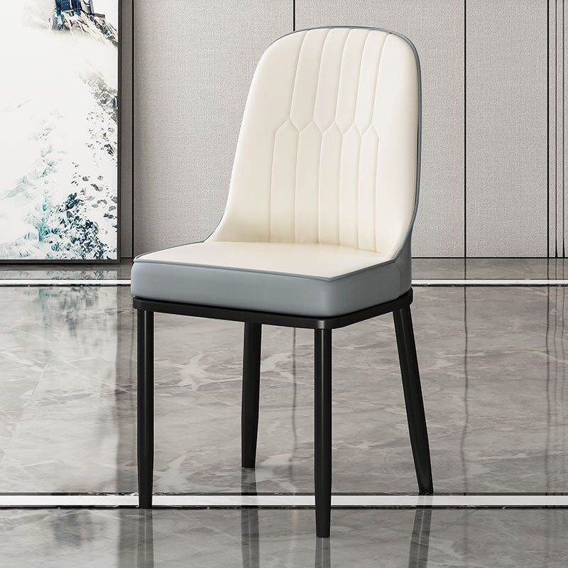 Indoor Scandinavian Side Chair Metal Upholstered Parsons Back Dining Room Chair Cream Gray 1 Piece Clearhalo ' kitchen&dining_furn' 'Dining Chairs' 'Dining Tables & Seating' 'dining_chair' 'furn' 'furn_dining_chair' 'Furniture' 'furniture_dining_chair' 'Kitchen & Dining Furniture' 'kitchen' 4245856