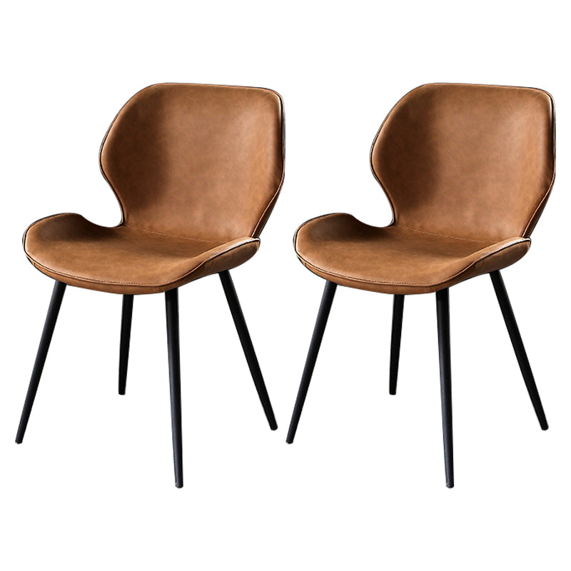 Contemporary Indoor Side Chair Upholstered Wingback Metal Dining Room Chair Brown 2 Piece Set Clearhalo ' kitchen&dining_furn' 'Dining Chairs' 'Dining Tables & Seating' 'dining_chair' 'furn' 'furn_dining_chair' 'Furniture' 'furniture_dining_chair' 'Kitchen & Dining Furniture' 'kitchen' 4245896