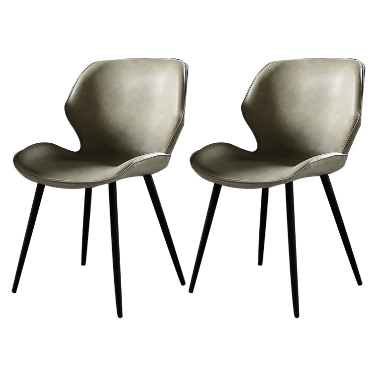 Contemporary Indoor Side Chair Upholstered Wingback Metal Dining Room Chair Off-White 2 Piece Set Clearhalo ' kitchen&dining_furn' 'Dining Chairs' 'Dining Tables & Seating' 'dining_chair' 'furn' 'furn_dining_chair' 'Furniture' 'furniture_dining_chair' 'Kitchen & Dining Furniture' 'kitchen' 4245898