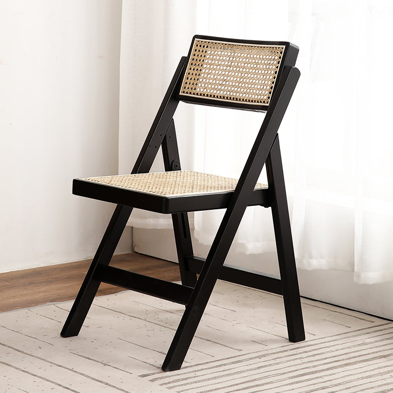 Contemporary Style Folding Side Chair Armless Open Back Chairs with Wooden Legs Black 1 Piece Clearhalo ' kitchen&dining_furn' 'Dining Chairs' 'Dining Tables & Seating' 'dining_chair' 'furn' 'furn_dining_chair' 'Furniture' 'furniture_dining_chair' 'Kitchen & Dining Furniture' 'kitchen' 4245909