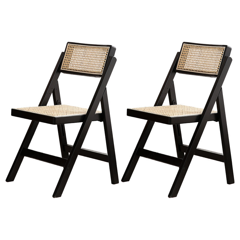 Contemporary Style Folding Side Chair Armless Open Back Chairs with Wooden Legs Black 2 Piece Set Clearhalo ' kitchen&dining_furn' 'Dining Chairs' 'Dining Tables & Seating' 'dining_chair' 'furn' 'furn_dining_chair' 'Furniture' 'furniture_dining_chair' 'Kitchen & Dining Furniture' 'kitchen' 4245910