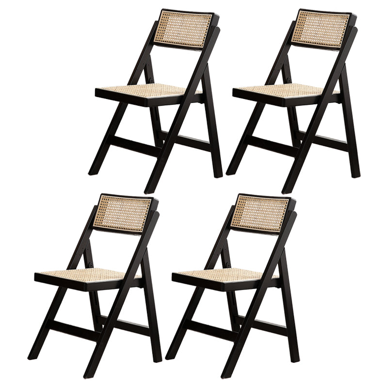 Contemporary Style Folding Side Chair Armless Open Back Chairs with Wooden Legs Black 4 Piece Set Clearhalo ' kitchen&dining_furn' 'Dining Chairs' 'Dining Tables & Seating' 'dining_chair' 'furn' 'furn_dining_chair' 'Furniture' 'furniture_dining_chair' 'Kitchen & Dining Furniture' 'kitchen' 4245912