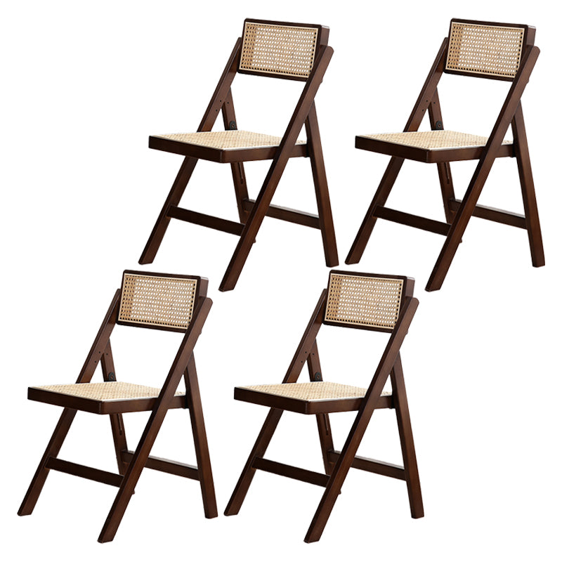 Contemporary Style Folding Side Chair Armless Open Back Chairs with Wooden Legs Dark Wood 4 Piece Set Clearhalo ' kitchen&dining_furn' 'Dining Chairs' 'Dining Tables & Seating' 'dining_chair' 'furn' 'furn_dining_chair' 'Furniture' 'furniture_dining_chair' 'Kitchen & Dining Furniture' 'kitchen' 4245924