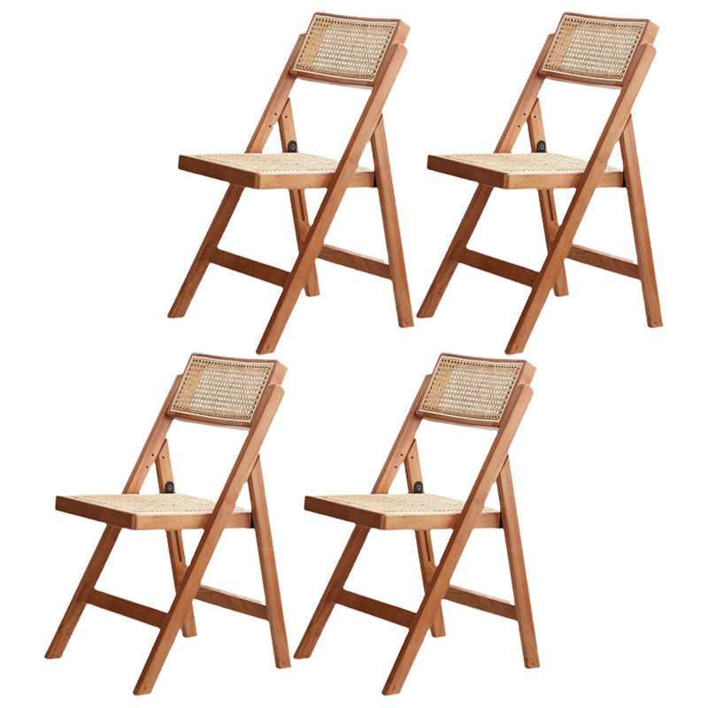 Contemporary Style Folding Side Chair Armless Open Back Chairs with Wooden Legs Walnut 4 Piece Set Clearhalo ' kitchen&dining_furn' 'Dining Chairs' 'Dining Tables & Seating' 'dining_chair' 'furn' 'furn_dining_chair' 'Furniture' 'furniture_dining_chair' 'Kitchen & Dining Furniture' 'kitchen' 4245928