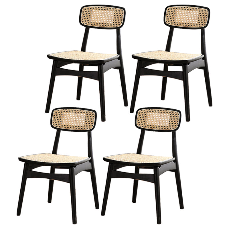 Contemporary Style Dining Chairs Armless Open Back Chairs with Wooden Legs Black 4 Piece Set Clearhalo ' kitchen&dining_furn' 'Dining Chairs' 'Dining Tables & Seating' 'dining_chair' 'furn' 'furn_dining_chair' 'Furniture' 'furniture_dining_chair' 'Kitchen & Dining Furniture' 'kitchen' 4245934