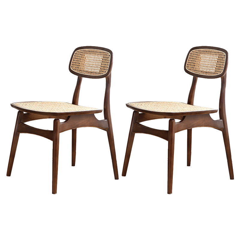 Contemporary Style Dining Chairs Armless Open Back Chairs with Wooden Legs Walnut 2 Piece Set Clearhalo ' kitchen&dining_furn' 'Dining Chairs' 'Dining Tables & Seating' 'dining_chair' 'furn' 'furn_dining_chair' 'Furniture' 'furniture_dining_chair' 'Kitchen & Dining Furniture' 'kitchen' 4245945