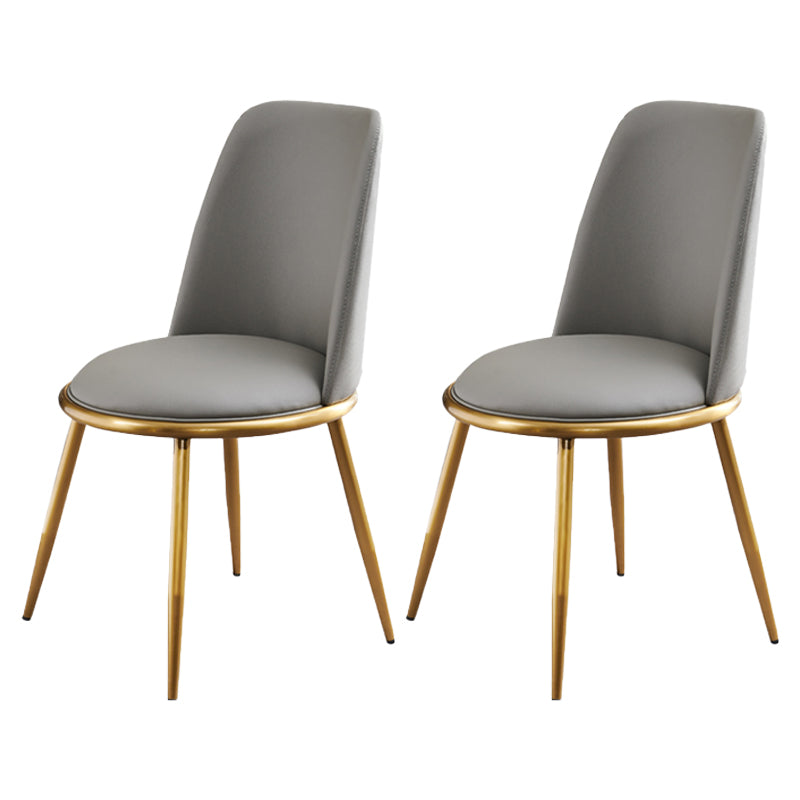 Glam Faux Leather Dining Chair Armless Metal Dining Room Chairs for Home Use Dark Gray 2 Piece Set Clearhalo ' kitchen&dining_furn' 'Dining Chairs' 'Dining Tables & Seating' 'dining_chair' 'furn' 'furn_dining_chair' 'Furniture' 'furniture_dining_chair' 'Kitchen & Dining Furniture' 'kitchen' 4245964