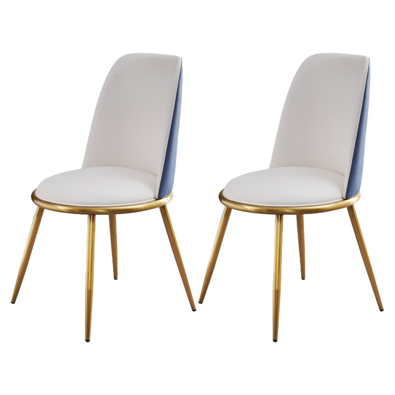 Glam Faux Leather Dining Chair Armless Metal Dining Room Chairs for Home Use White 2 Piece Set Clearhalo ' kitchen&dining_furn' 'Dining Chairs' 'Dining Tables & Seating' 'dining_chair' 'furn' 'furn_dining_chair' 'Furniture' 'furniture_dining_chair' 'Kitchen & Dining Furniture' 'kitchen' 4245965