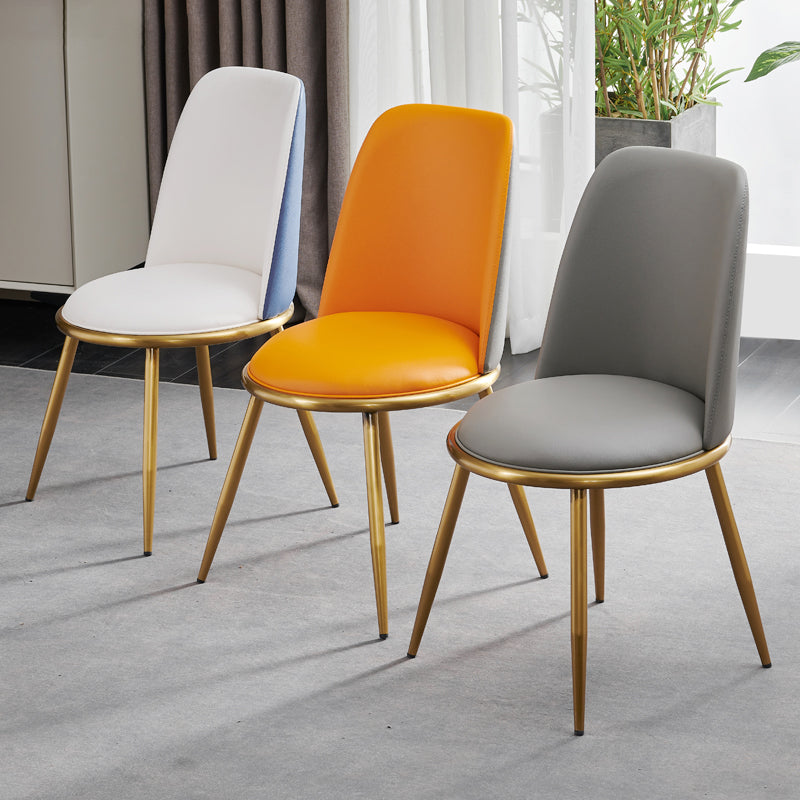 Glam Faux Leather Dining Chair Armless Metal Dining Room Chairs for Home Use Clearhalo ' kitchen&dining_furn' 'Dining Chairs' 'Dining Tables & Seating' 'dining_chair' 'furn' 'furn_dining_chair' 'Furniture' 'furniture_dining_chair' 'Kitchen & Dining Furniture' 'kitchen' 4245966