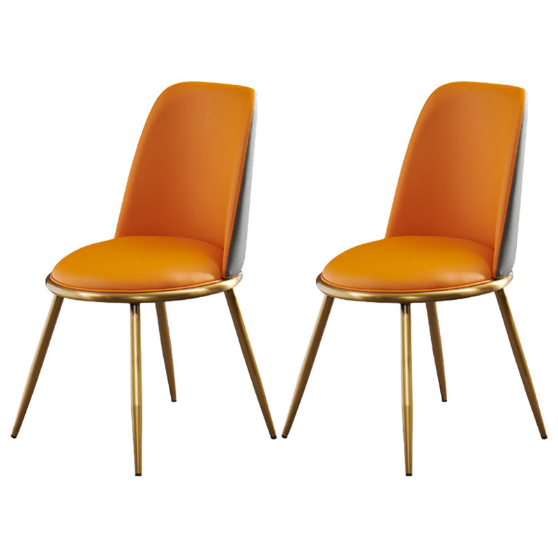 Glam Faux Leather Dining Chair Armless Metal Dining Room Chairs for Home Use Orange 2 Piece Set Clearhalo ' kitchen&dining_furn' 'Dining Chairs' 'Dining Tables & Seating' 'dining_chair' 'furn' 'furn_dining_chair' 'Furniture' 'furniture_dining_chair' 'Kitchen & Dining Furniture' 'kitchen' 4245967
