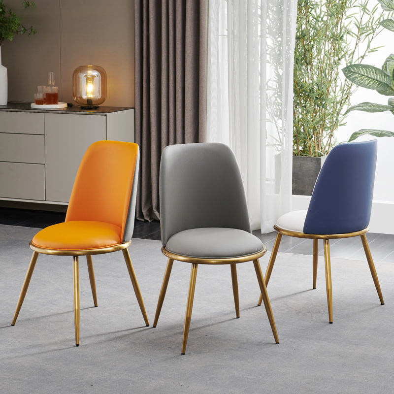 Glam Faux Leather Dining Chair Armless Metal Dining Room Chairs for Home Use Clearhalo ' kitchen&dining_furn' 'Dining Chairs' 'Dining Tables & Seating' 'dining_chair' 'furn' 'furn_dining_chair' 'Furniture' 'furniture_dining_chair' 'Kitchen & Dining Furniture' 'kitchen' 4245968