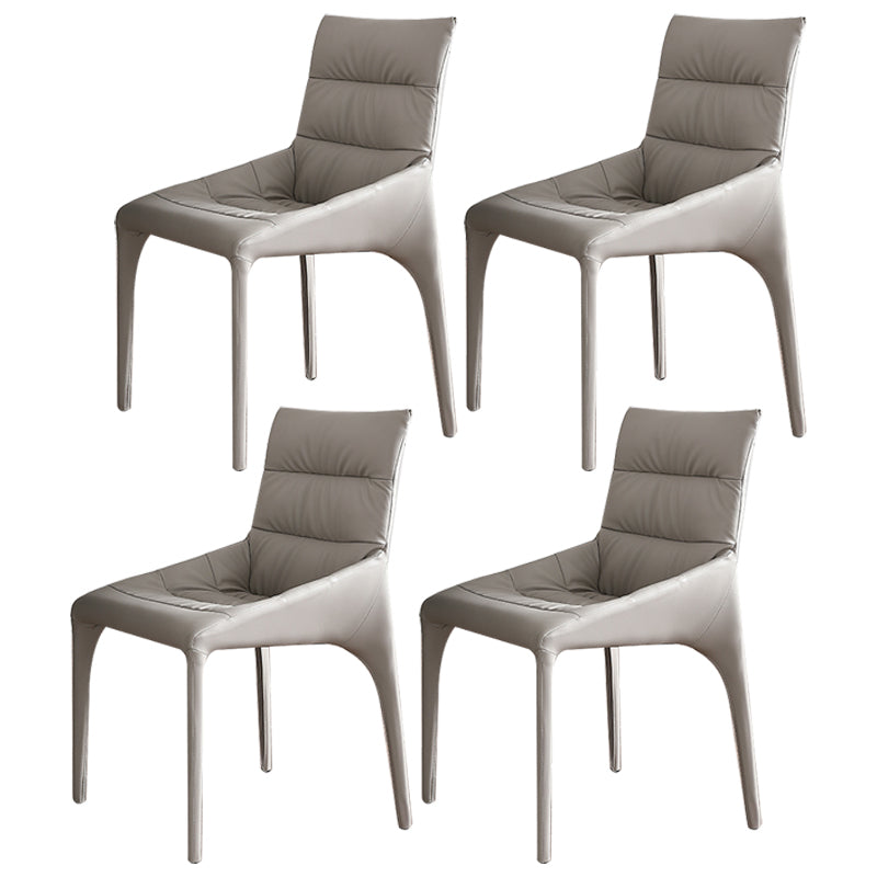 Contemporary Style Dining Chairs Armless Chairs for Kitchen with Metal Legs Light Gray 4 Piece Set Clearhalo ' kitchen&dining_furn' 'Dining Chairs' 'Dining Tables & Seating' 'dining_chair' 'furn' 'furn_dining_chair' 'Furniture' 'furniture_dining_chair' 'Kitchen & Dining Furniture' 'kitchen' 4245978