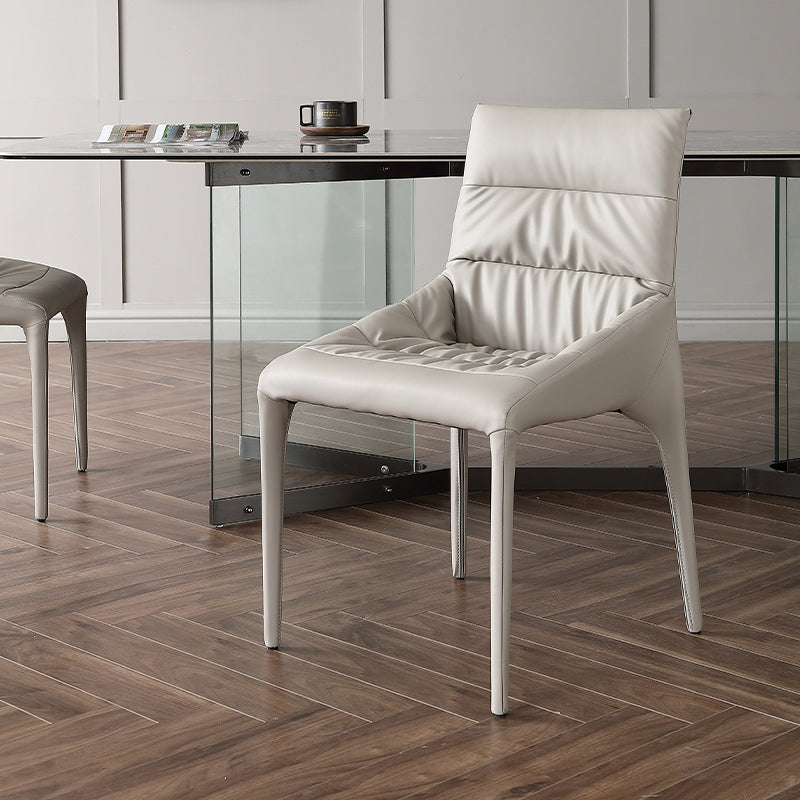 Contemporary Style Dining Chairs Armless Chairs for Kitchen with Metal Legs Off-White 1 Piece Clearhalo ' kitchen&dining_furn' 'Dining Chairs' 'Dining Tables & Seating' 'dining_chair' 'furn' 'furn_dining_chair' 'Furniture' 'furniture_dining_chair' 'Kitchen & Dining Furniture' 'kitchen' 4245980