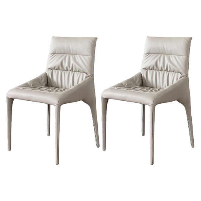 Contemporary Style Dining Chairs Armless Chairs for Kitchen with Metal Legs Off-White 2 Piece Set Clearhalo ' kitchen&dining_furn' 'Dining Chairs' 'Dining Tables & Seating' 'dining_chair' 'furn' 'furn_dining_chair' 'Furniture' 'furniture_dining_chair' 'Kitchen & Dining Furniture' 'kitchen' 4245982