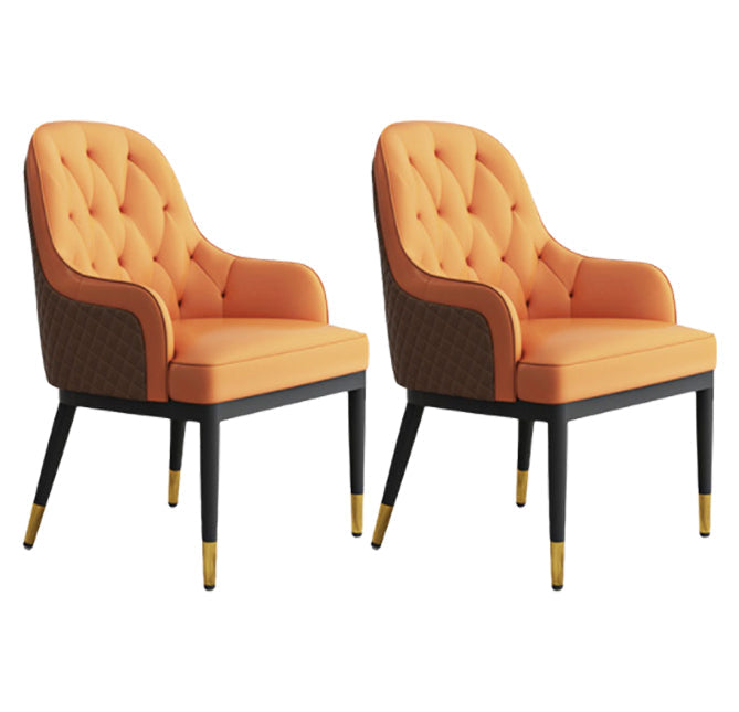 Contemporary Arm Dining Chairs Parsons Chair for Kitchen with Metal Legs Orange 2 Piece Set Clearhalo ' kitchen&dining_furn' 'Dining Chairs' 'Dining Tables & Seating' 'dining_chair' 'furn' 'furn_dining_chair' 'Furniture' 'furniture_dining_chair' 'Kitchen & Dining Furniture' 'kitchen' 4245993