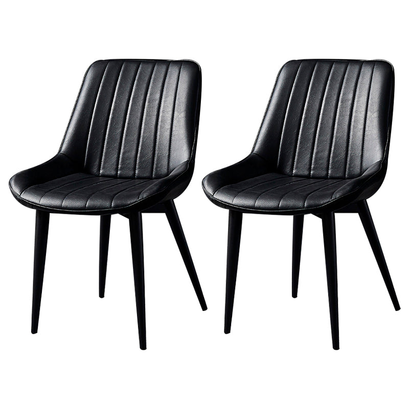 Contemporary Style Dining Chairs Armless Side Chair for Kitchen with Metal Legs Black 2 Piece Set Black Clearhalo ' kitchen&dining_furn' 'Dining Chairs' 'Dining Tables & Seating' 'dining_chair' 'furn' 'furn_dining_chair' 'Furniture' 'furniture_dining_chair' 'Kitchen & Dining Furniture' 'kitchen' 4246003