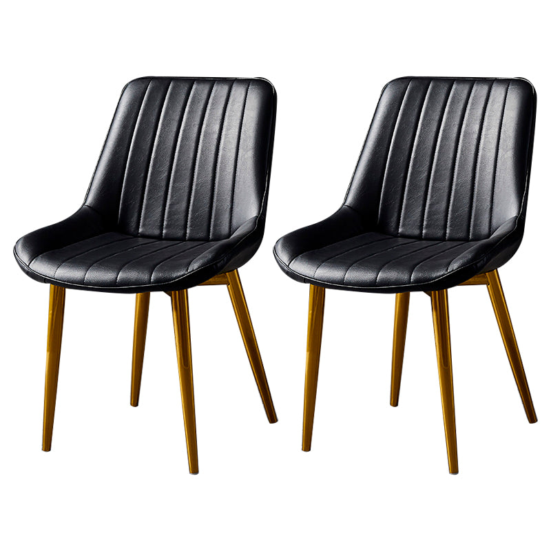 Contemporary Style Dining Chairs Armless Side Chair for Kitchen with Metal Legs Black 2 Piece Set Brass Gold Clearhalo ' kitchen&dining_furn' 'Dining Chairs' 'Dining Tables & Seating' 'dining_chair' 'furn' 'furn_dining_chair' 'Furniture' 'furniture_dining_chair' 'Kitchen & Dining Furniture' 'kitchen' 4246004