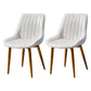 Contemporary Style Dining Chairs Armless Side Chair for Kitchen with Metal Legs White 2 Piece Set Brass Gold Clearhalo ' kitchen&dining_furn' 'Dining Chairs' 'Dining Tables & Seating' 'dining_chair' 'furn' 'furn_dining_chair' 'Furniture' 'furniture_dining_chair' 'Kitchen & Dining Furniture' 'kitchen' 4246008