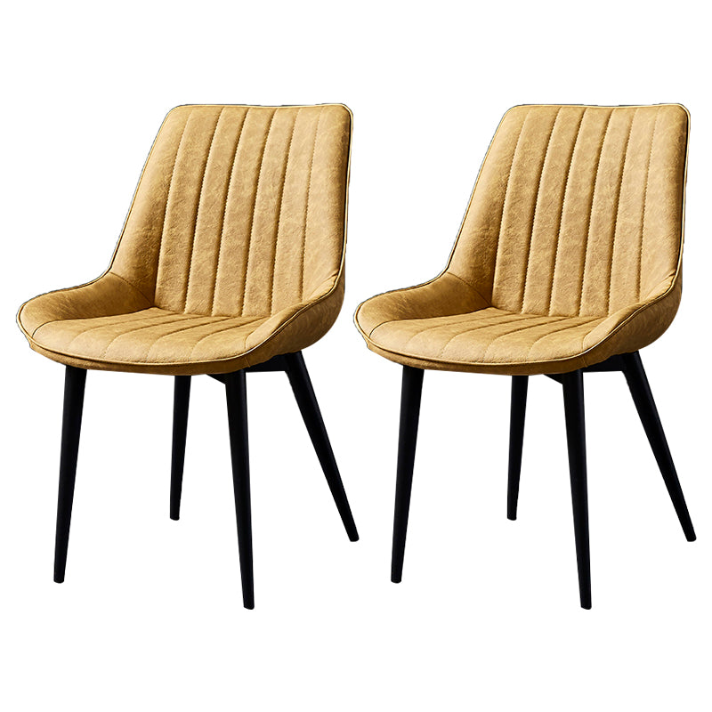 Contemporary Style Dining Chairs Armless Side Chair for Kitchen with Metal Legs Yellow 2 Piece Set Black Clearhalo ' kitchen&dining_furn' 'Dining Chairs' 'Dining Tables & Seating' 'dining_chair' 'furn' 'furn_dining_chair' 'Furniture' 'furniture_dining_chair' 'Kitchen & Dining Furniture' 'kitchen' 4246010