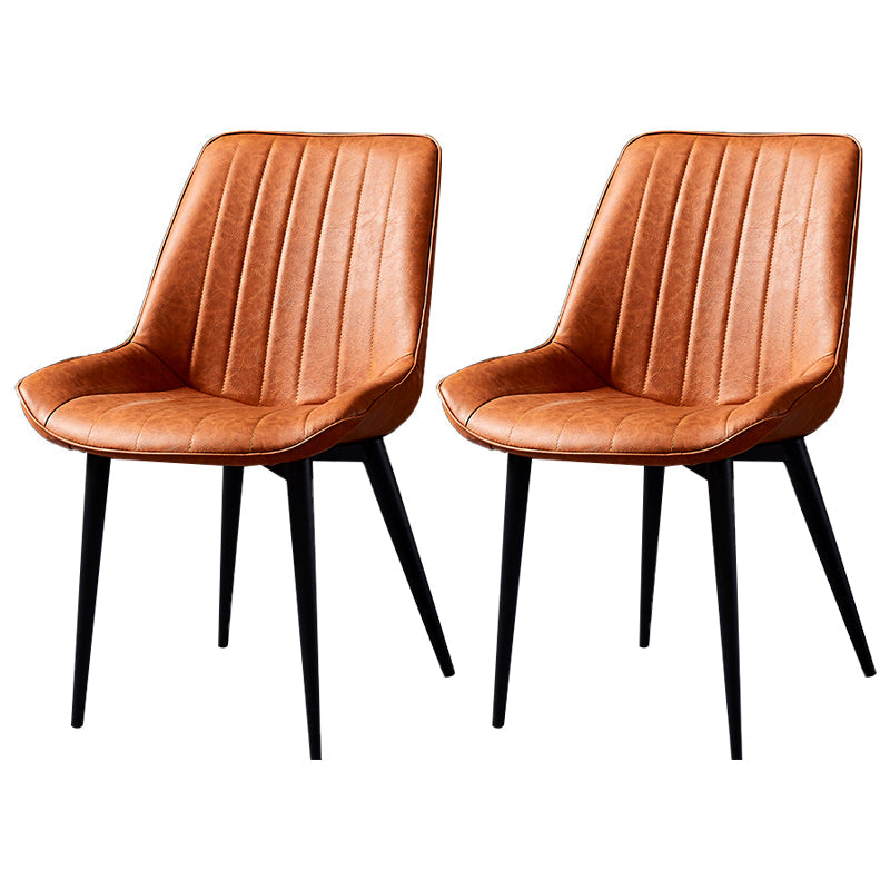 Contemporary Style Dining Chairs Armless Side Chair for Kitchen with Metal Legs Orange 2 Piece Set Black Clearhalo ' kitchen&dining_furn' 'Dining Chairs' 'Dining Tables & Seating' 'dining_chair' 'furn' 'furn_dining_chair' 'Furniture' 'furniture_dining_chair' 'Kitchen & Dining Furniture' 'kitchen' 4246015