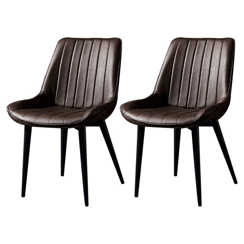 Contemporary Style Dining Chairs Armless Side Chair for Kitchen with Metal Legs Brown 2 Piece Set Black Clearhalo ' kitchen&dining_furn' 'Dining Chairs' 'Dining Tables & Seating' 'dining_chair' 'furn' 'furn_dining_chair' 'Furniture' 'furniture_dining_chair' 'Kitchen & Dining Furniture' 'kitchen' 4246019