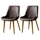 Contemporary Style Dining Chairs Armless Side Chair for Kitchen with Metal Legs Brown 2 Piece Set Brass Gold Clearhalo ' kitchen&dining_furn' 'Dining Chairs' 'Dining Tables & Seating' 'dining_chair' 'furn' 'furn_dining_chair' 'Furniture' 'furniture_dining_chair' 'Kitchen & Dining Furniture' 'kitchen' 4246021