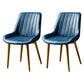 Contemporary Style Dining Chairs Armless Side Chair for Kitchen with Metal Legs Lake Blue 2 Piece Set Brass Gold Clearhalo ' kitchen&dining_furn' 'Dining Chairs' 'Dining Tables & Seating' 'dining_chair' 'furn' 'furn_dining_chair' 'Furniture' 'furniture_dining_chair' 'Kitchen & Dining Furniture' 'kitchen' 4246023