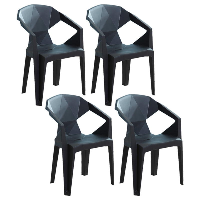 Contemporary Style Plastic Dining Chair Dining Arm Stackable Side Chairs for Kitchen Black 4 Piece Set Clearhalo ' kitchen&dining_furn' 'Dining Chairs' 'Dining Tables & Seating' 'dining_chair' 'furn' 'furn_dining_chair' 'Furniture' 'furniture_dining_chair' 'Kitchen & Dining Furniture' 'kitchen' 4246026