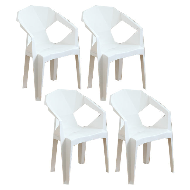 Contemporary Style Plastic Dining Chair Dining Arm Stackable Side Chairs for Kitchen White 4 Piece Set Clearhalo ' kitchen&dining_furn' 'Dining Chairs' 'Dining Tables & Seating' 'dining_chair' 'furn' 'furn_dining_chair' 'Furniture' 'furniture_dining_chair' 'Kitchen & Dining Furniture' 'kitchen' 4246029