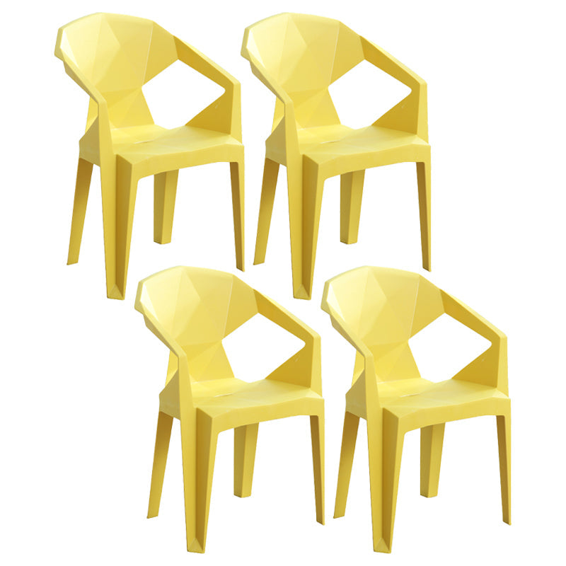 Contemporary Style Plastic Dining Chair Dining Arm Stackable Side Chairs for Kitchen Lemon Yellow 4 Piece Set Clearhalo ' kitchen&dining_furn' 'Dining Chairs' 'Dining Tables & Seating' 'dining_chair' 'furn' 'furn_dining_chair' 'Furniture' 'furniture_dining_chair' 'Kitchen & Dining Furniture' 'kitchen' 4246036