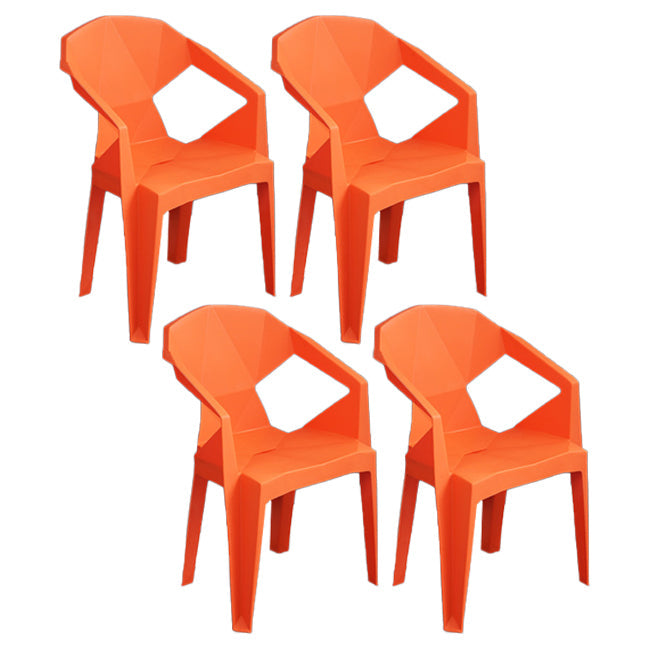 Contemporary Style Plastic Dining Chair Dining Arm Stackable Side Chairs for Kitchen Orange 4 Piece Set Clearhalo ' kitchen&dining_furn' 'Dining Chairs' 'Dining Tables & Seating' 'dining_chair' 'furn' 'furn_dining_chair' 'Furniture' 'furniture_dining_chair' 'Kitchen & Dining Furniture' 'kitchen' 4246043