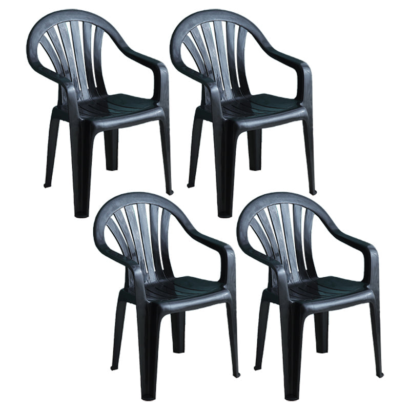 Contemporary Style Plastic Dining Chair Dining Arm Stackable Side Chair for Kitchen Black 4 Piece Set Clearhalo ' kitchen&dining_furn' 'Dining Chairs' 'Dining Tables & Seating' 'dining_chair' 'furn' 'furn_dining_chair' 'Furniture' 'furniture_dining_chair' 'Kitchen & Dining Furniture' 'kitchen' 4246050