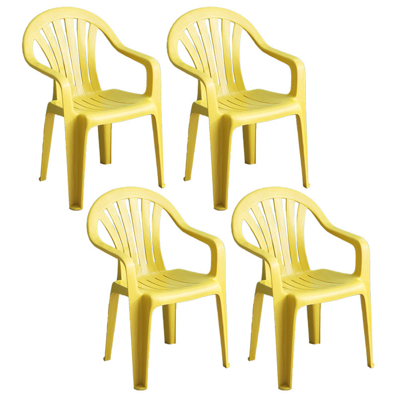 Contemporary Style Plastic Dining Chair Dining Arm Stackable Side Chair for Kitchen Yellow 4 Piece Set Clearhalo ' kitchen&dining_furn' 'Dining Chairs' 'Dining Tables & Seating' 'dining_chair' 'furn' 'furn_dining_chair' 'Furniture' 'furniture_dining_chair' 'Kitchen & Dining Furniture' 'kitchen' 4246052