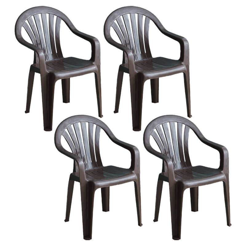 Contemporary Style Plastic Dining Chair Dining Arm Stackable Side Chair for Kitchen Chocolate 4 Piece Set Clearhalo ' kitchen&dining_furn' 'Dining Chairs' 'Dining Tables & Seating' 'dining_chair' 'furn' 'furn_dining_chair' 'Furniture' 'furniture_dining_chair' 'Kitchen & Dining Furniture' 'kitchen' 4246056
