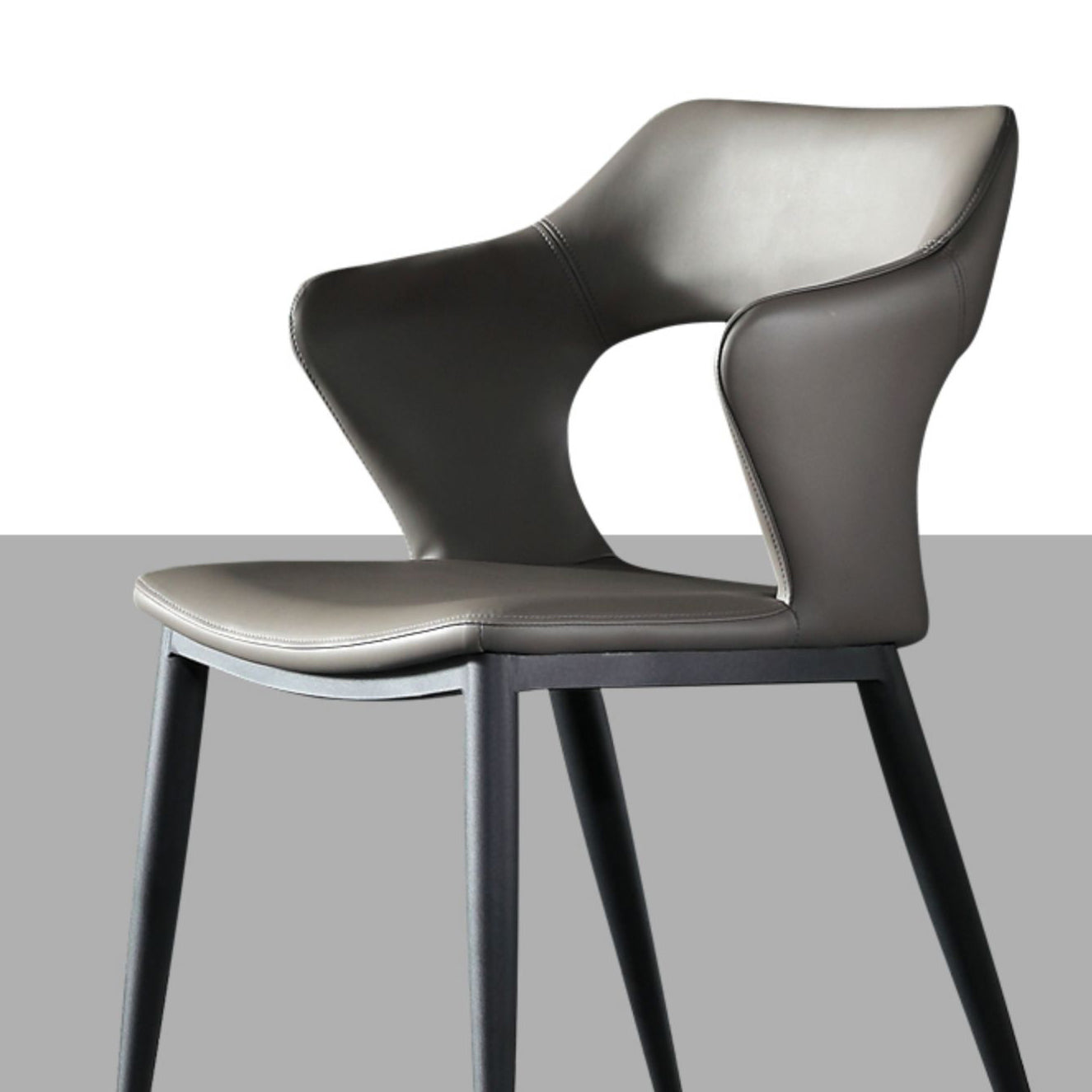 Leather Dining Armchairs Upholstered Open Back Arm Chairs with Metal Legs Clearhalo ' kitchen&dining_furn' 'Dining Chairs' 'Dining Tables & Seating' 'dining_chair' 'furn' 'furn_dining_chair' 'Furniture' 'furniture_dining_chair' 'Kitchen & Dining Furniture' 'kitchen' 4246097