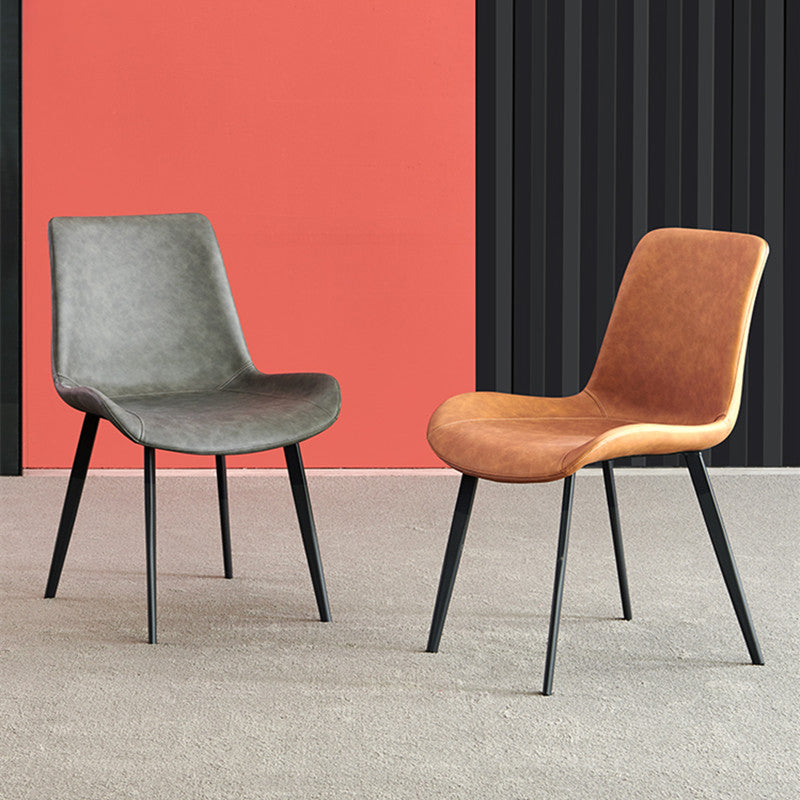 Upholstered Armless Dining Chairs Leather Solid Back Side Chairs with Metal Legs Clearhalo ' kitchen&dining_furn' 'Dining Chairs' 'Dining Tables & Seating' 'dining_chair' 'furn' 'furn_dining_chair' 'Furniture' 'furniture_dining_chair' 'Kitchen & Dining Furniture' 'kitchen' 4246122