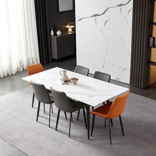 Upholstered Armless Dining Chairs Leather Solid Back Side Chairs with Metal Legs Clearhalo ' kitchen&dining_furn' 'Dining Chairs' 'Dining Tables & Seating' 'dining_chair' 'furn' 'furn_dining_chair' 'Furniture' 'furniture_dining_chair' 'Kitchen & Dining Furniture' 'kitchen' 4246124