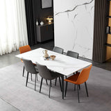 Upholstered Armless Dining Chairs Leather Solid Back Side Chairs with Metal Legs Clearhalo ' kitchen&dining_furn' 'Dining Chairs' 'Dining Tables & Seating' 'dining_chair' 'furn' 'furn_dining_chair' 'Furniture' 'furniture_dining_chair' 'Kitchen & Dining Furniture' 'kitchen' 4246124