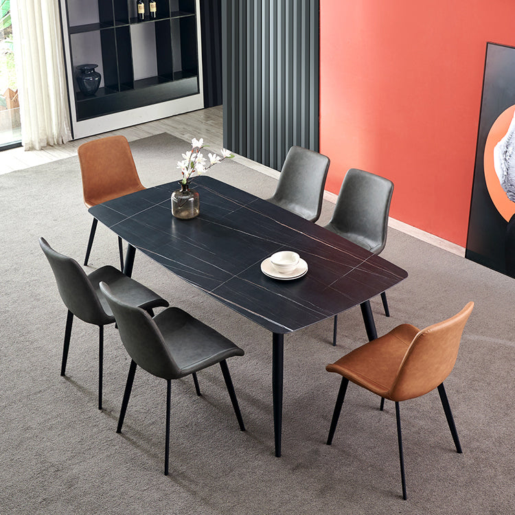 Upholstered Armless Dining Chairs Leather Solid Back Side Chairs with Metal Legs Clearhalo ' kitchen&dining_furn' 'Dining Chairs' 'Dining Tables & Seating' 'dining_chair' 'furn' 'furn_dining_chair' 'Furniture' 'furniture_dining_chair' 'Kitchen & Dining Furniture' 'kitchen' 4246133