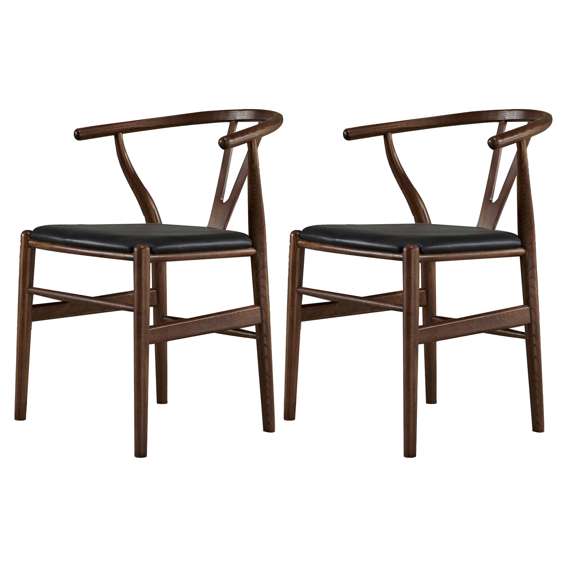 Traditional Style Arm Dining Chairs Ash Wishbone Wood Dining Armchairs Black-Brown 2 Piece Set Clearhalo ' kitchen&dining_furn' 'Dining Chairs' 'Dining Tables & Seating' 'dining_chair' 'furn' 'furn_dining_chair' 'Furniture' 'furniture_dining_chair' 'Kitchen & Dining Furniture' 'kitchen' 4246148