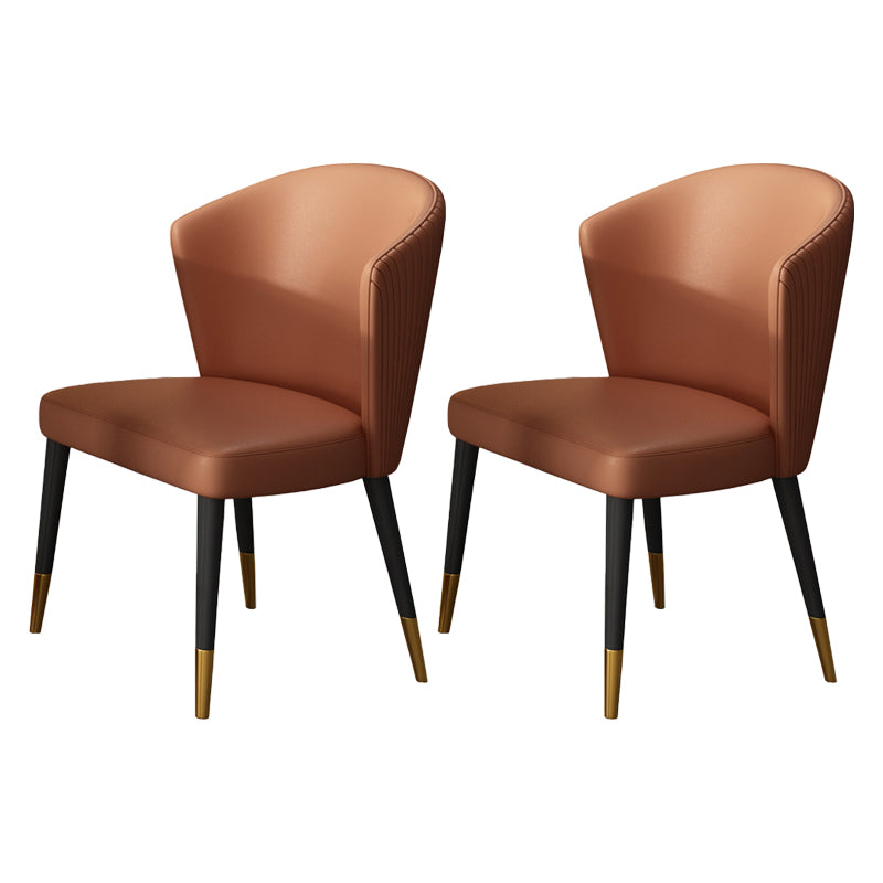 Indoor Scandinavian Side Chair Upholstered Wood Wingback Dining Room Chair Orange Set of 2 Clearhalo ' kitchen&dining_furn' 'Dining Chairs' 'Dining Tables & Seating' 'dining_chair' 'Furniture' 'furniture_dining_chair' 'Kitchen & Dining Furniture' 'kitchen' 4246159