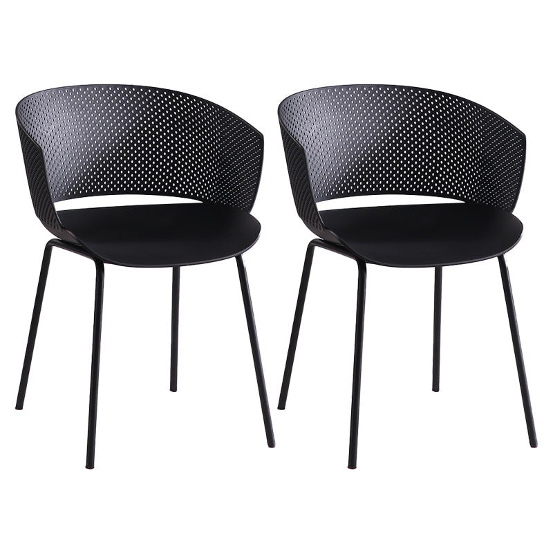 Metal Dining Room Modern Chair Open Back Dining Chair with Arm Black 2 Piece Set Clearhalo ' kitchen&dining_furn' 'Dining Chairs' 'Dining Tables & Seating' 'dining_chair' 'furn' 'furn_dining_chair' 'Furniture' 'furniture_dining_chair' 'Kitchen & Dining Furniture' 'kitchen' 4246173