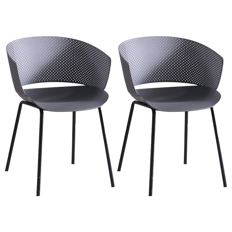 Metal Dining Room Modern Chair Open Back Dining Chair with Arm Dark Gray 2 Piece Set Clearhalo ' kitchen&dining_furn' 'Dining Chairs' 'Dining Tables & Seating' 'dining_chair' 'furn' 'furn_dining_chair' 'Furniture' 'furniture_dining_chair' 'Kitchen & Dining Furniture' 'kitchen' 4246174