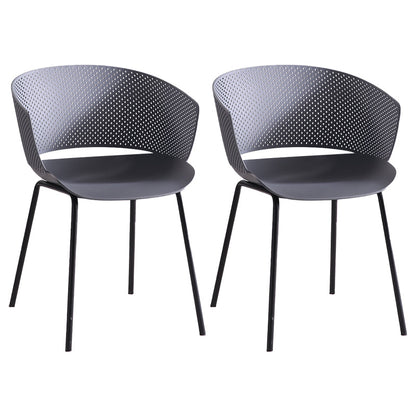 Metal Dining Room Modern Chair Open Back Dining Chair with Arm Dark Gray 2 Piece Set Clearhalo ' kitchen&dining_furn' 'Dining Chairs' 'Dining Tables & Seating' 'dining_chair' 'furn' 'furn_dining_chair' 'Furniture' 'furniture_dining_chair' 'Kitchen & Dining Furniture' 'kitchen' 4246174