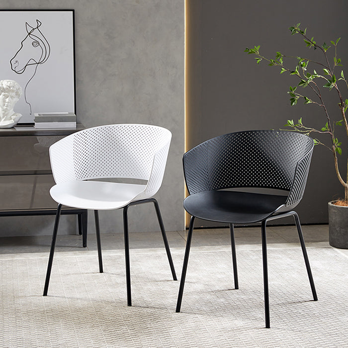 Metal Dining Room Modern Chair Open Back Dining Chair with Arm Clearhalo ' kitchen&dining_furn' 'Dining Chairs' 'Dining Tables & Seating' 'dining_chair' 'furn' 'furn_dining_chair' 'Furniture' 'furniture_dining_chair' 'Kitchen & Dining Furniture' 'kitchen' 4246186