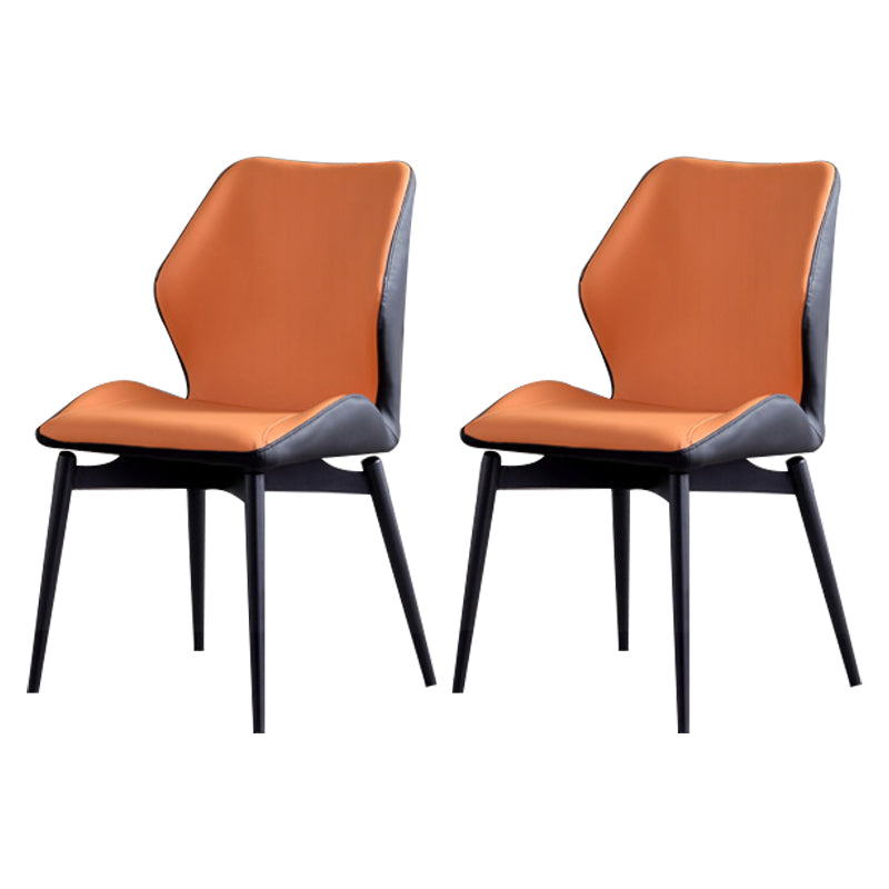 Contemporary Indoor Side Chair Wingback Metal Upholstered Dining Room Chair Orange 2 Piece Set Clearhalo ' kitchen&dining_furn' 'Dining Chairs' 'Dining Tables & Seating' 'dining_chair' 'furn' 'furn_dining_chair' 'Furniture' 'furniture_dining_chair' 'Kitchen & Dining Furniture' 'kitchen' 4246191