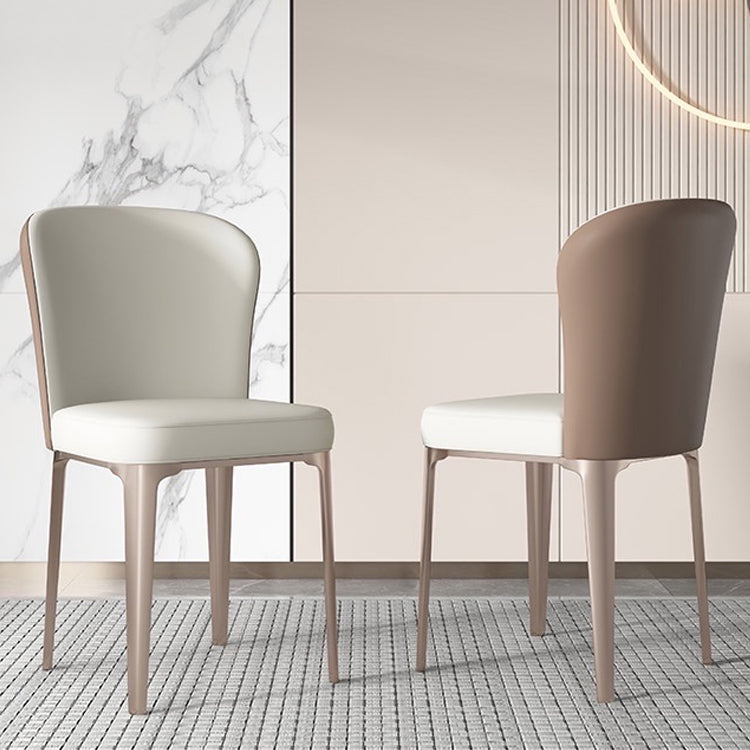 Glam Leather Dining Armless Chair Metal Dining Parsons Chair for Home Use Clearhalo ' kitchen&dining_furn' 'Dining Chairs' 'Dining Tables & Seating' 'dining_chair' 'furn' 'furn_dining_chair' 'Furniture' 'furniture_dining_chair' 'Kitchen & Dining Furniture' 'kitchen' 4246210