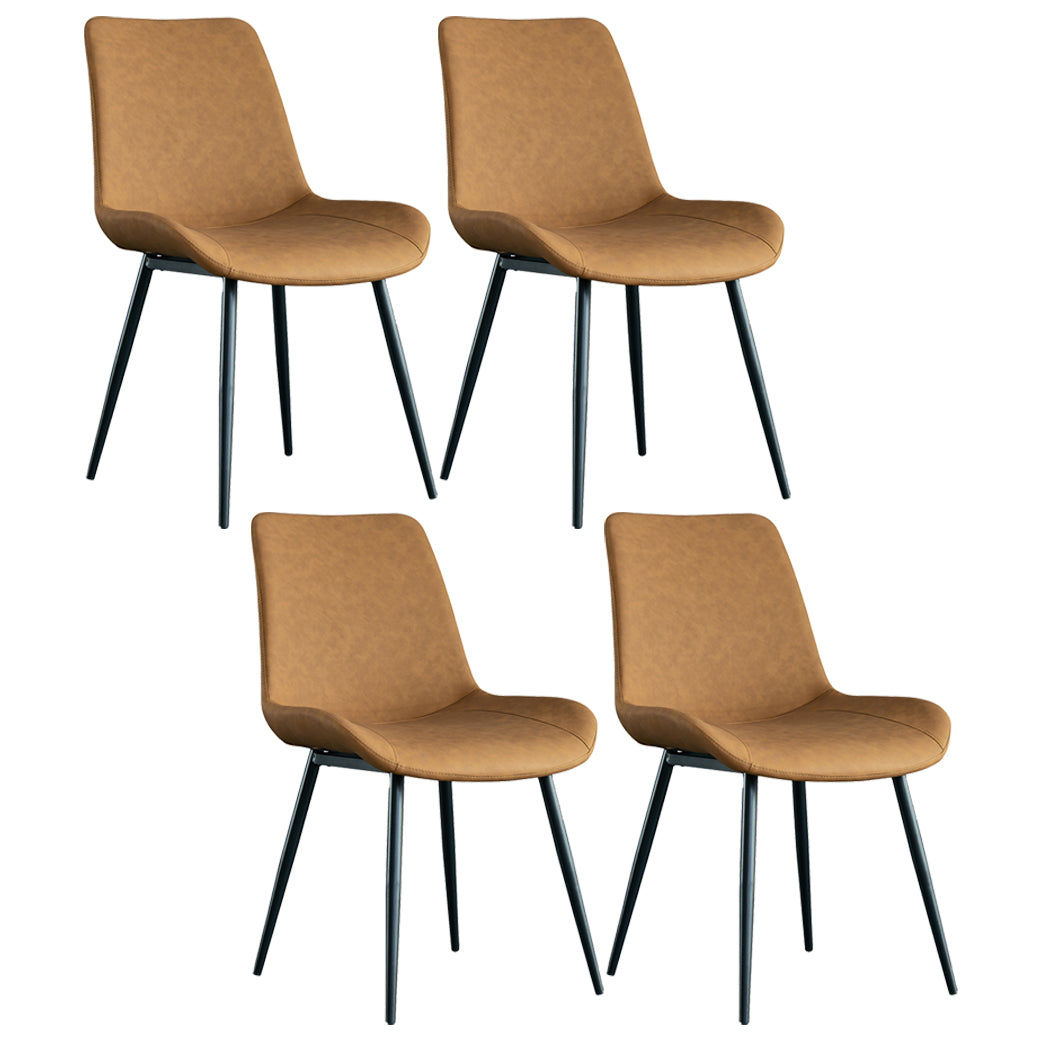 Contemporary Style Dining Chairs Armless Chairs with Metal Legs for Kitchen Orange 4 Piece Set Clearhalo ' kitchen&dining_furn' 'Dining Chairs' 'Dining Tables & Seating' 'dining_chair' 'furn' 'furn_dining_chair' 'Furniture' 'furniture_dining_chair' 'Kitchen & Dining Furniture' 'kitchen' 4246231