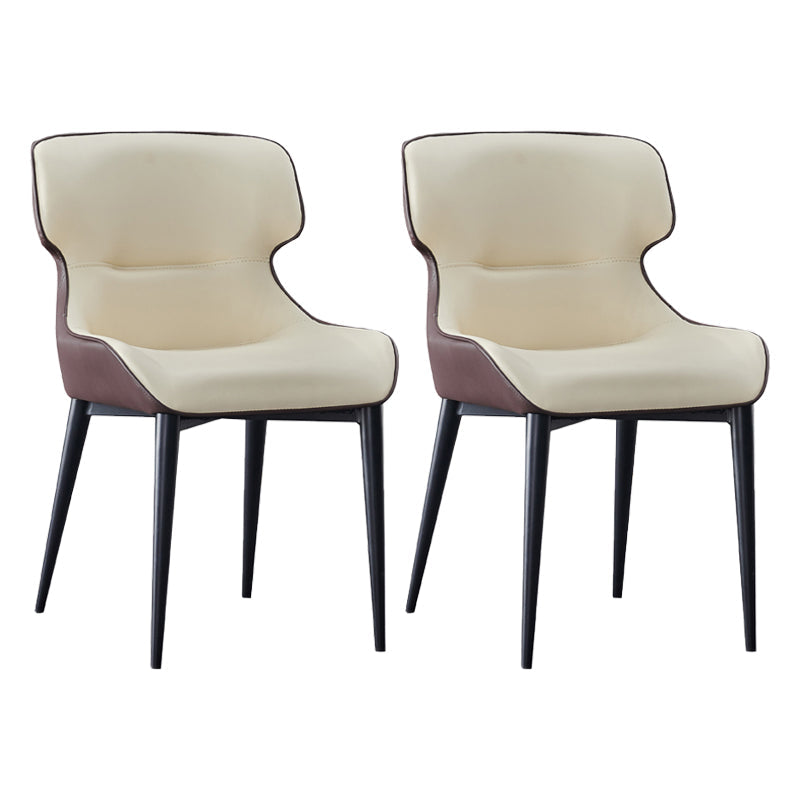 Contemporary Metal Dining Room Chair Wingback Arm Chair for Restaurant Use Off-White 2 Piece Set Clearhalo ' kitchen&dining_furn' 'Dining Chairs' 'Dining Tables & Seating' 'dining_chair' 'furn' 'furn_dining_chair' 'Furniture' 'furniture_dining_chair' 'Kitchen & Dining Furniture' 'kitchen' 4246258